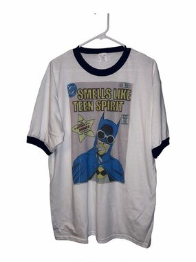 Nirvana Smells Like Teen Spirit Batman Ringer T-Shirt Size XL New Kurt Cobain